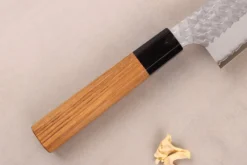 Couteau de chef kiritsuke 20cm japonais artisanal Nigara Hamono Migaki Tsuchime SG2 teck