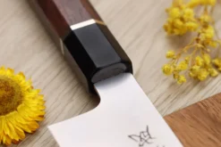 Couteau de chef kiritsuke 24cm japonais artisanal Sukenari SG2 San Maï manche en bois de rose