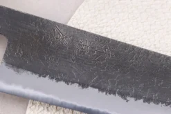 Couteau de chef kiritsuke 21cm japonais artisanal Hinoura Mutsumi Ajikataya Black Nashiji