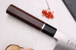 Couteau de chef kiritsuke 21cm japonais artisanal Sukenari HAP40 San Maï manche en bois de rose