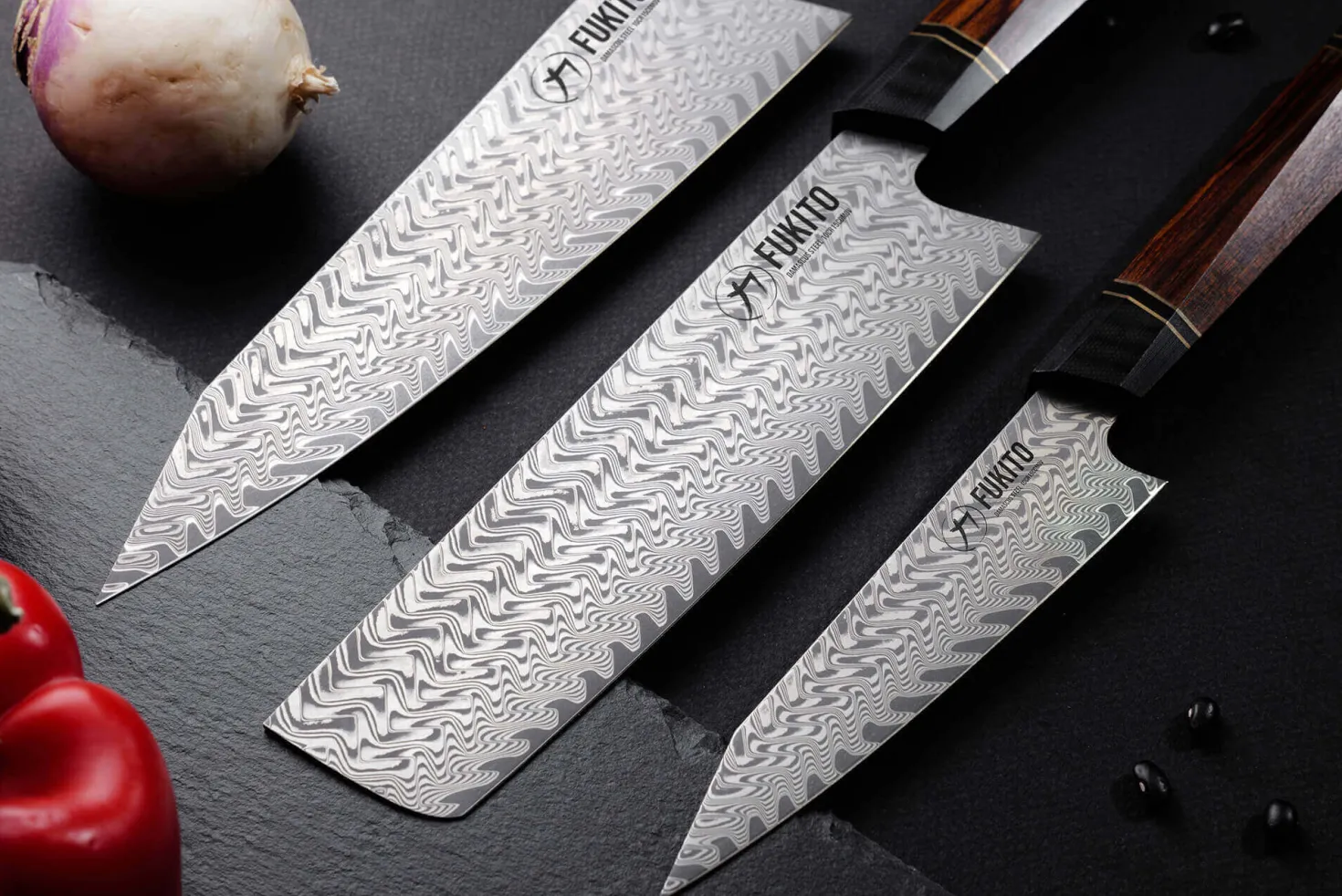 Couteau de chef kiritsuke Fukito Desert Damas 67 couches 21cm