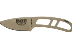 Couteau de cou Esee Candiru Dark Earth CAN-DE lame acier carbone 5,1cm manche ajouré en acier + étui