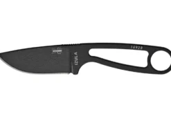 Couteau de cou Esee Izula IZULA-B lame acier carbone 6,2cm manche ajouré acier noir + étui