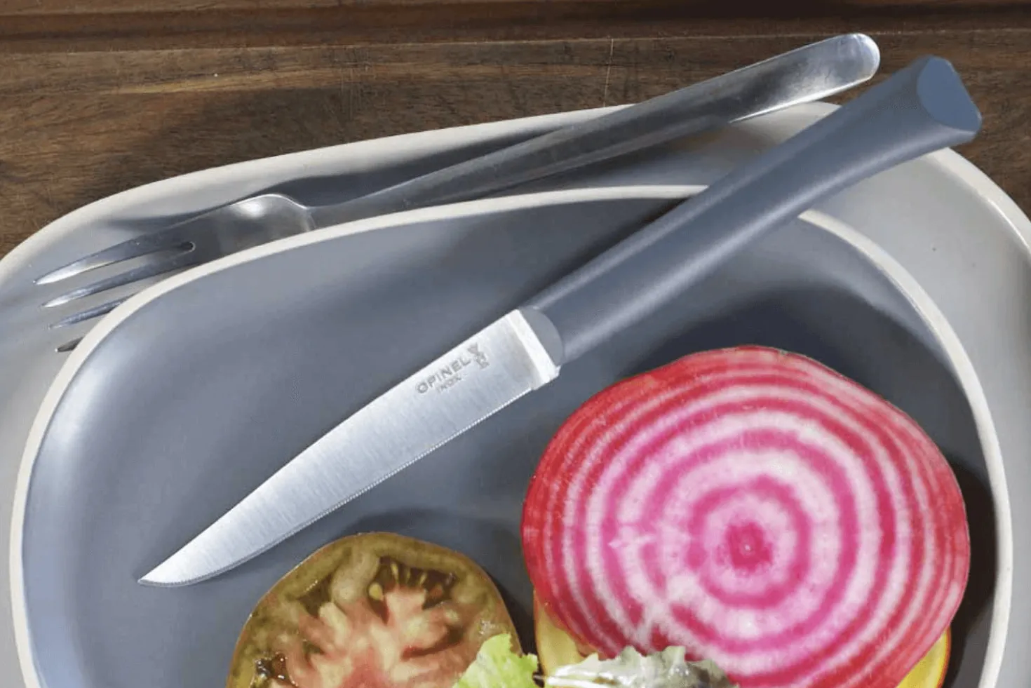 Couteau de table Opinel Bon Appétit + lame 11cm en inox manche en polymère anthracite