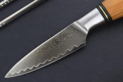 Couteau d'office 9,5cm Ryda Knives ST650 Damas et manche en olivier