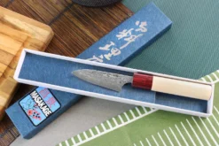 Couteau d'office japonais artisanal Masakage Kiri 7,5cm damas 49 couches