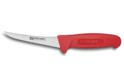 Couteau à désosser professionnel Fischer HACCP lame courbée 13cm manche rouge