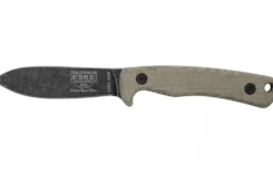Couteau Esee Ashley Game ESEE-AGK lame acier carbone noir 9,1cm manche micarta gris + étui cuir