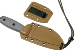 Couteau Esee 3 ESEE-3P-MB lame acier carbone noir 8,8cm manche micarta gris + étui marron