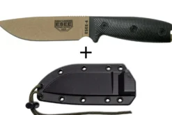 Couteau Esee 4 4PDE-001 lame acier carbone dark earth 11,6cm manche G10 noir + étui