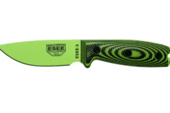 Couteau Esee 3 3PMVG-007 lame acier carbone 8,8cm manche G10 noir et vert venom + étui
