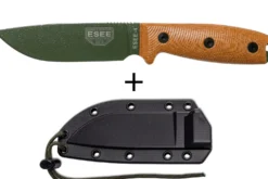 Couteau Esee 4 4POD-011 lame acier carbone vert 11,6cm manche micarta marron + étui