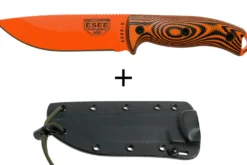 Couteau Esee 5 5POR-006 lame acier carbone orange 13,2cm manche G10 noir/orange + étui