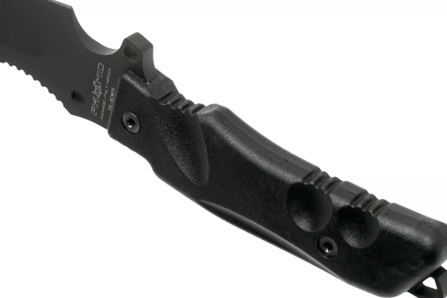 Couteau Fox Military Parus FX.9CM06 lame 17,5cm manche Forprene noir + étui en nylon + kit de survie