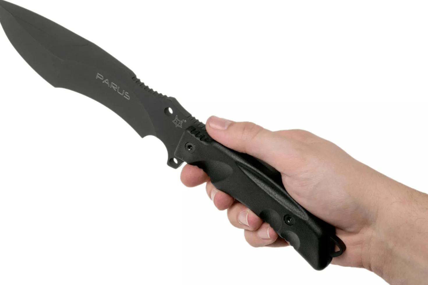Couteau Fox Military Parus FX.9CM06 lame 17,5cm manche Forprene noir + étui en nylon + kit de survie