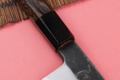 Couteau gyuto asymétrique 21cm japonais artisanal Hatsukokoro Shirasagi manche en wengé
