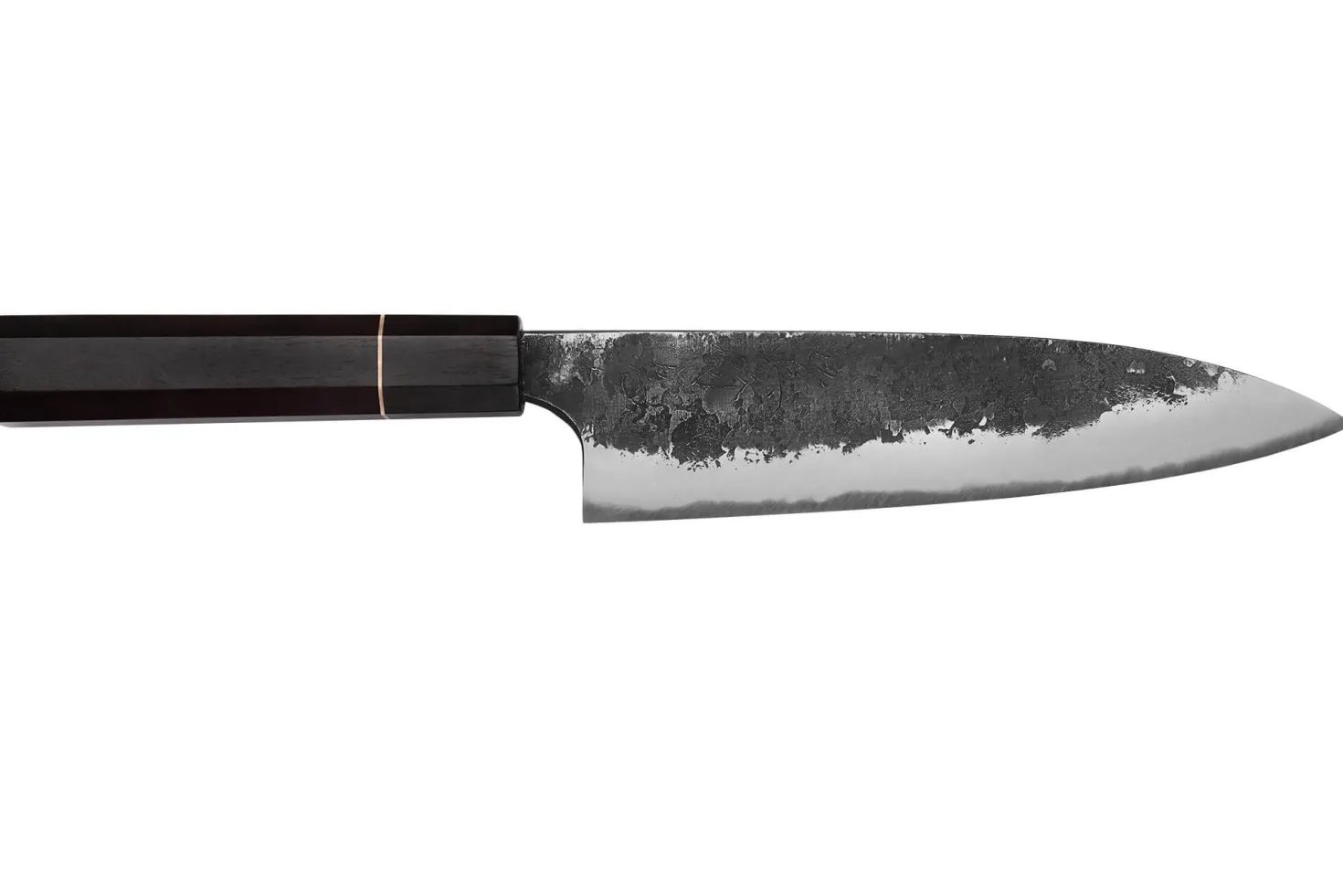 Couteau gyuto 18cm japonais artisanal Naoki Mazaki WS2 Black Nashiji