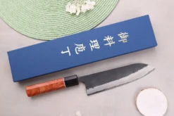 Couteau gyuto 18cm japonais artisanal Masashi Yamamoto BS1 Black Nashiji