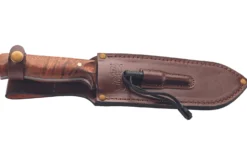 Couteau Herbertz 585518 lame damassée 17,9cm manche cerisier + étui en cuir + allume-feu