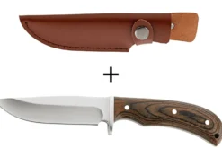 Couteau Herbertz 105811 lame en inox 10,8cm manche en bois de pakka avec étui en cuir