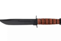 Couteau KA-BAR USMC Fighter 1217 lame carbone 17,8cm manche cuir + étui en cuir