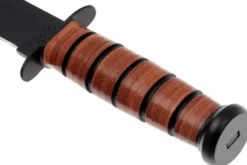 Couteau KA-BAR USMC Fighter 1217 lame carbone 17,8cm manche cuir + étui en cuir