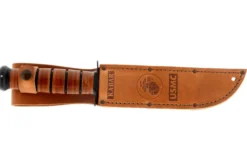 Couteau KA-BAR USMC 11216 lame semi-dentée 17cm manche cuir + étui en cuir