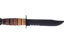 Couteau KA-BAR USMC 11216 lame semi-dentée 17cm manche cuir + étui en cuir