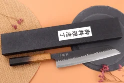 Couteau kiritsuke 21cm japonais artisanal Yuzo Black AS chêne brûlé