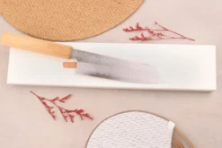 Couteau kiritsuke 18cm japonais artisanal Hado Ginsan Cherry damassé