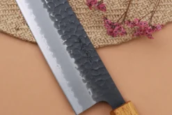 Couteau kiritsuke 24cm japonais artisanal Yuzo Black AS chêne brûlé