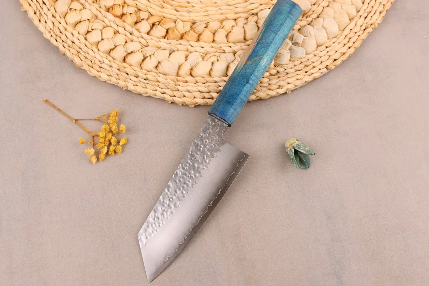 Couteau ko-bunka 13cm japonais artisanal Hado Shiosai VG10 manche bleu
