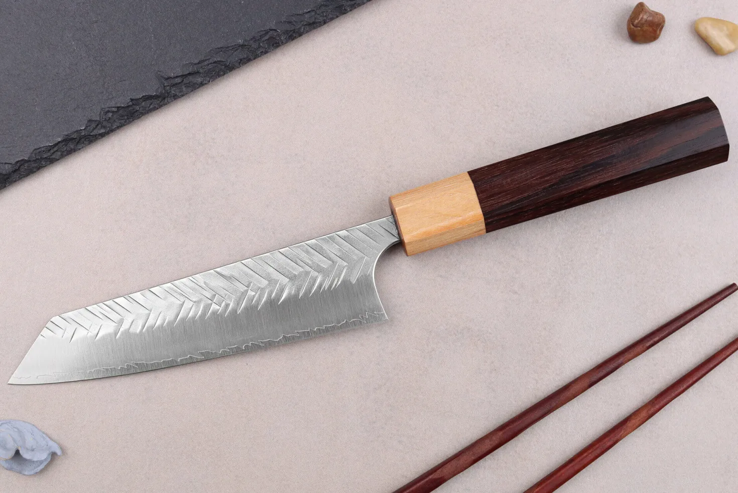 Couteau ko-bunka 13cm japonais artisanal Yoshimi Kato SG2 V-Tsuchime