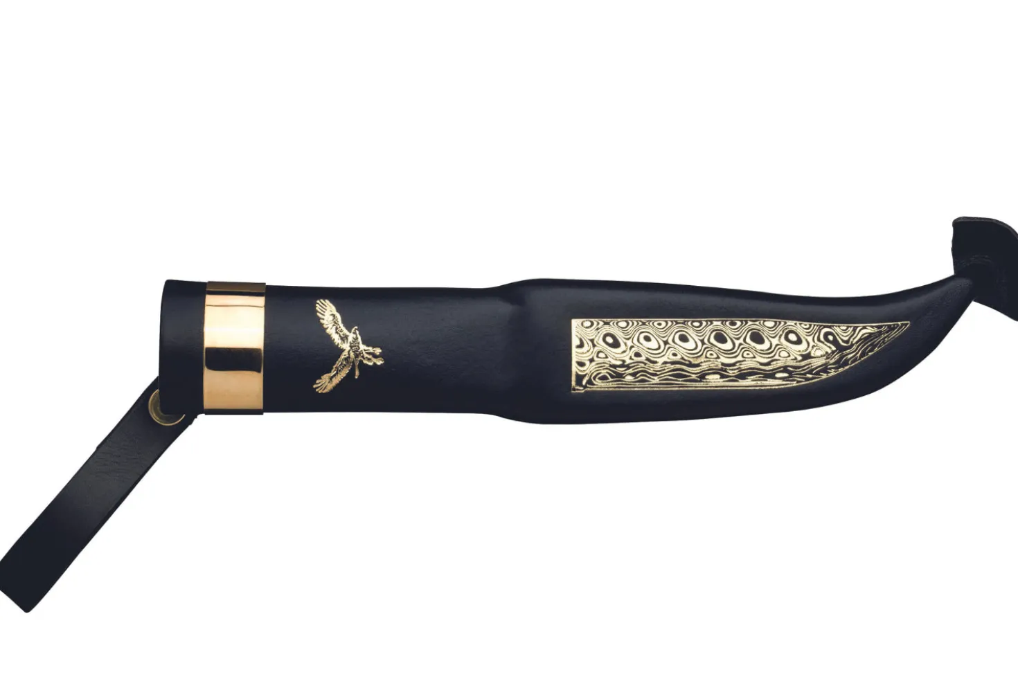 Couteau Marttiini Bronze Bird 557012 lame damassée 10cm manche bouleau + étui/coffret cadeau