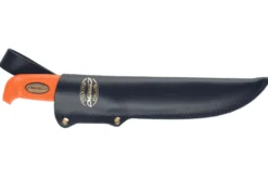 Couteau Marttiini Hunter's Carving Martef 935024 lame 15cm manche caoutchouc orange + étui