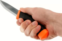 Couteau Mora Companion Heavy Duty F 12211 lame carbone 10,4cm manche caoutchouc noir/orange + étui
