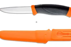 Couteau Mora Companion 11824 lame inox 10,4cm manche caoutchouc noir/orange + étui
