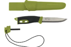 Couteau Mora Companion Spark 13570 lame inox 10,4cm manche caoutchouc vert avec pierre à feu + étui