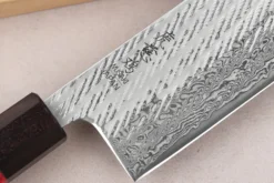 Couteau nakiri 16,5cm japonais artisanal Wusaki Nawame AUS10 damas