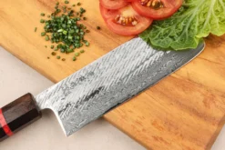 Couteau nakiri 16,5cm japonais artisanal Wusaki Nawame AUS10 damas