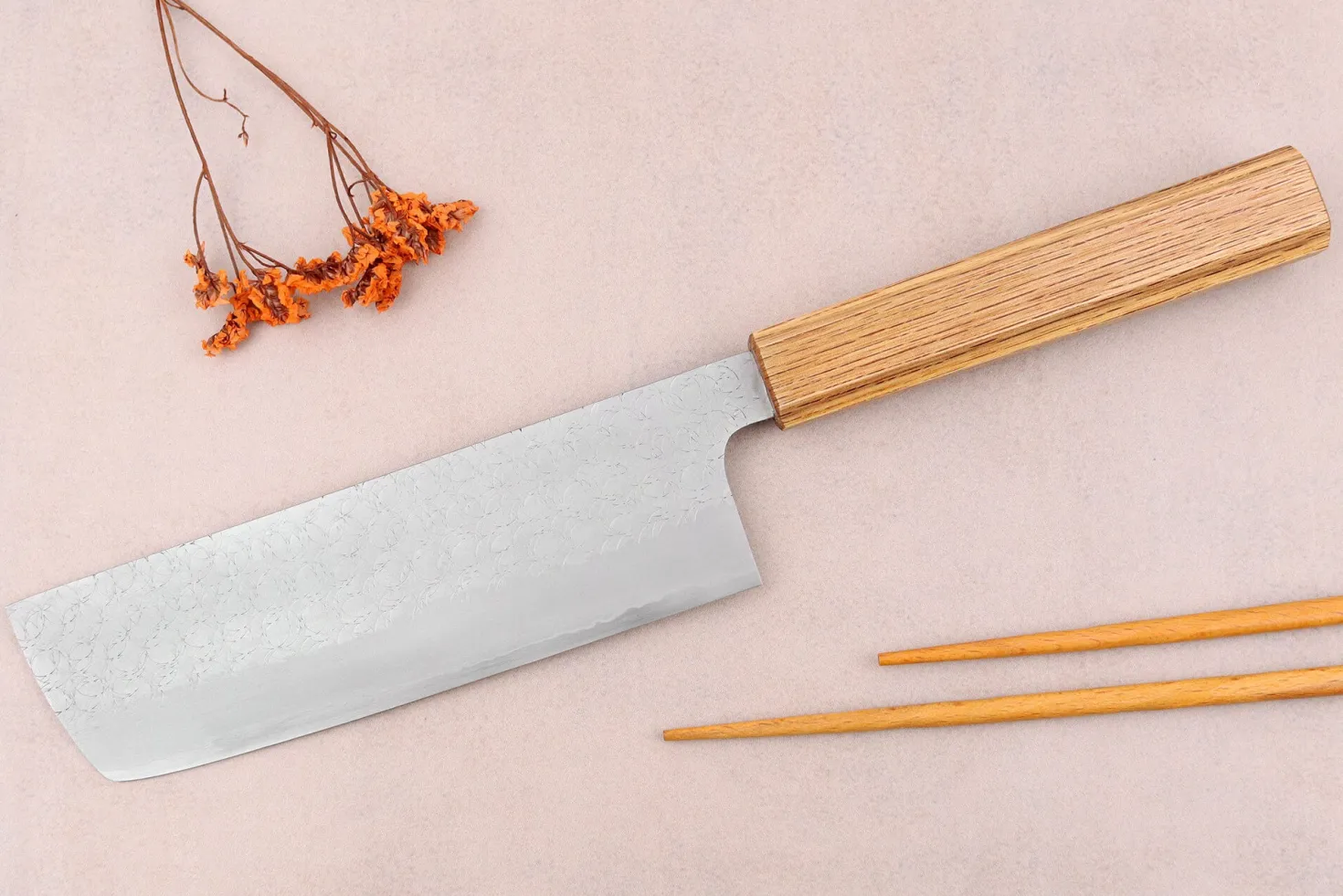 Couteau nakiri 16,5cm japonais artisanal Sakai Kikumori TS10 en chêne