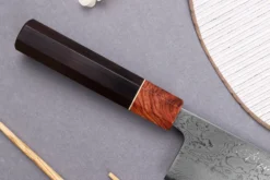 Couteau nakiri 16,5cm japonais artisanal Toshihiro Wakui Aogami 2 damas laminé