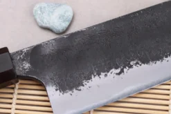 Couteau nakiri 16,5cm japonais artisanal Naoki Mazaki WS2 Black Nashiji