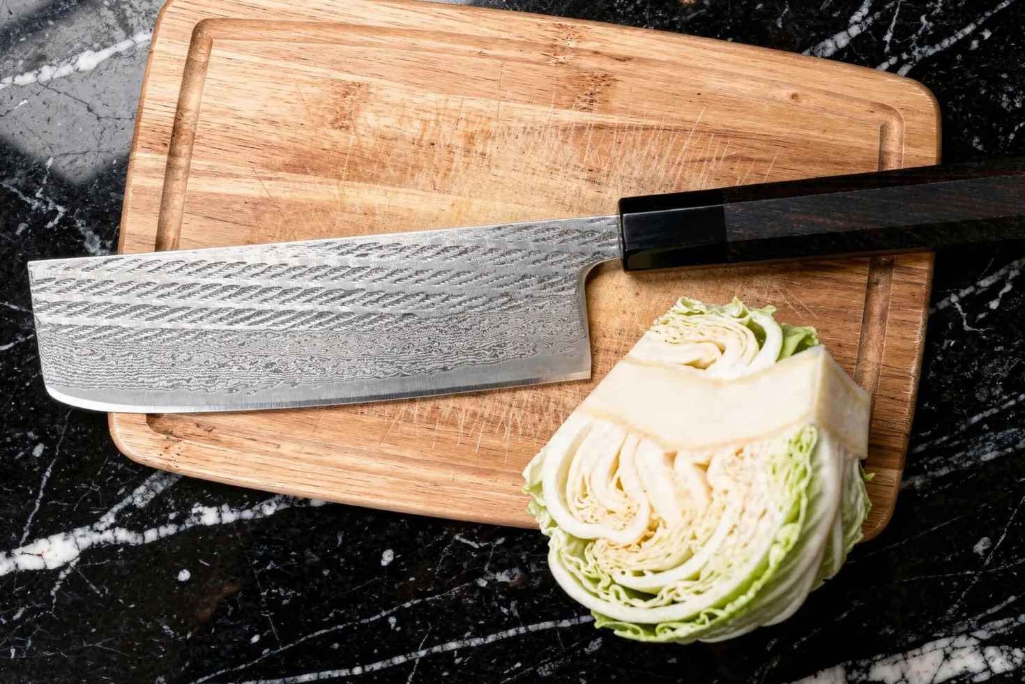 Couteau nakiri 16,5cm japonais artisanal Wusaki Kuronawa G3 damas