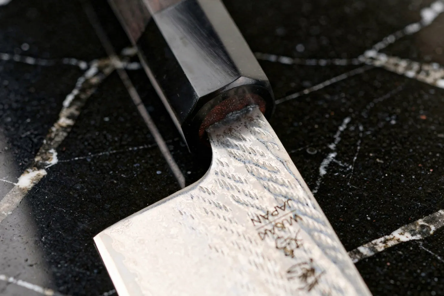 Couteau nakiri 16,5cm japonais artisanal Wusaki Kuronawa G3 damas