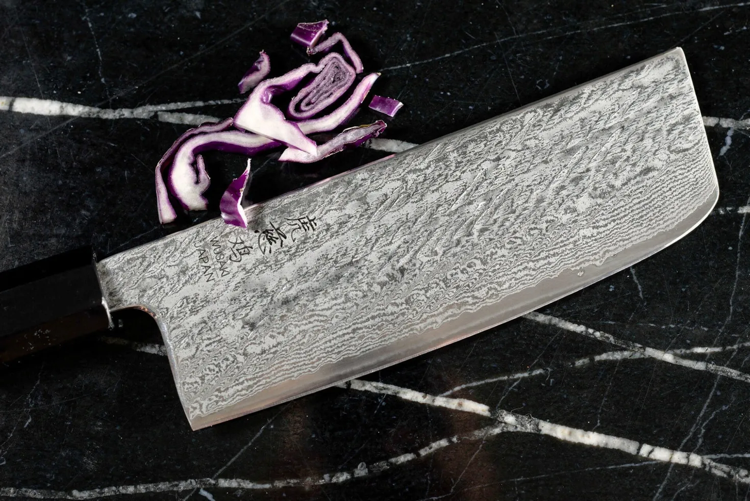 Couteau nakiri 16,5cm japonais artisanal Wusaki Kuronawa G3 damas