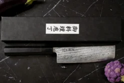 Couteau nakiri 16,5cm japonais artisanal Wusaki Kuronawa G3 damas