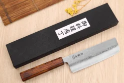 Couteau nakiri japonais artisanal Wusaki Yoshi G3 chêne 16,5cm