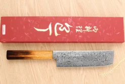Couteau nakiri japonais artisanal Yoshihiro ZAD lame damassée 16cm
