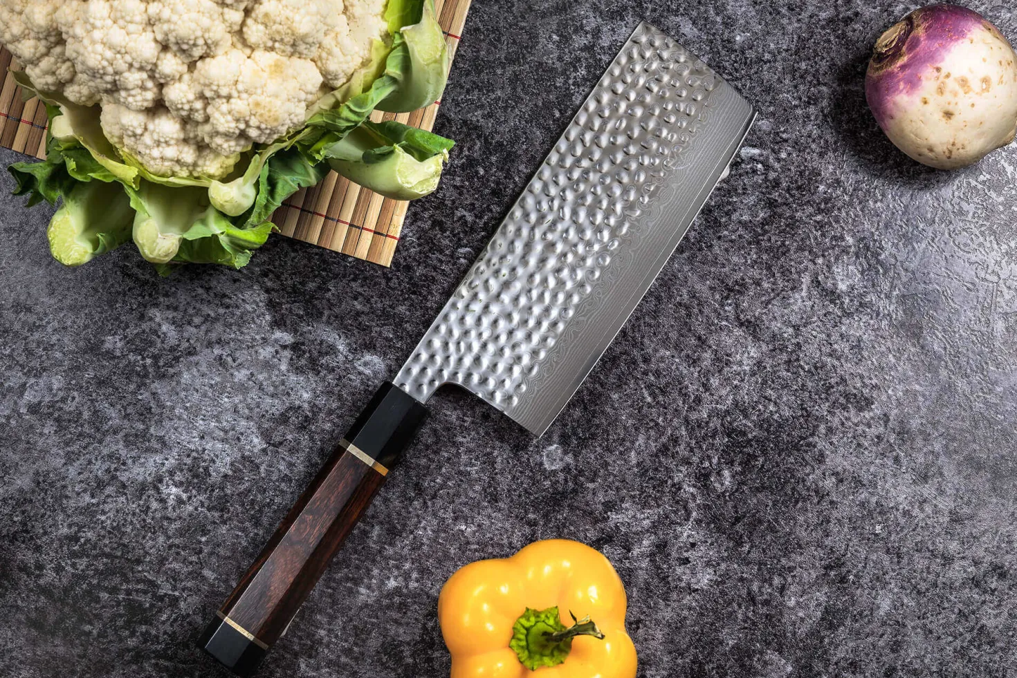 Couteau nakiri Sayuto Desert Damas martelé 17cm